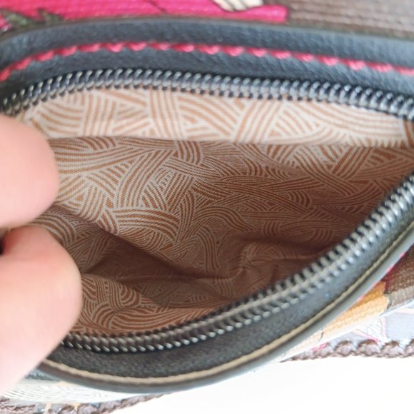 Sakroots Brown Peace Print Coated Canvas Small Flap Messenger Bag 8"x7"x1" - Picture 9 of 16